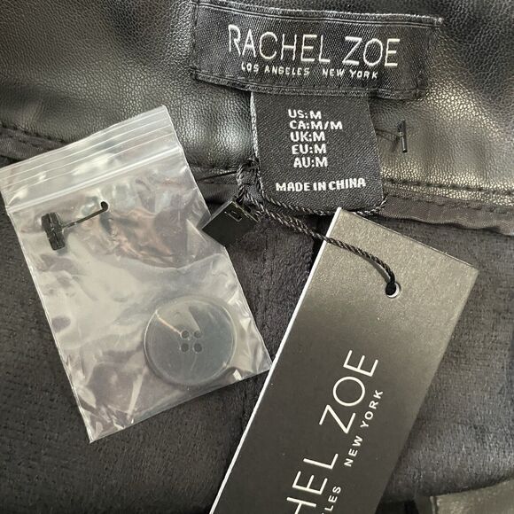 Rachel Zoe Faux Leather Pants Size Medium Black High Rise Straight Trouser NEW - Picture 8 of 10